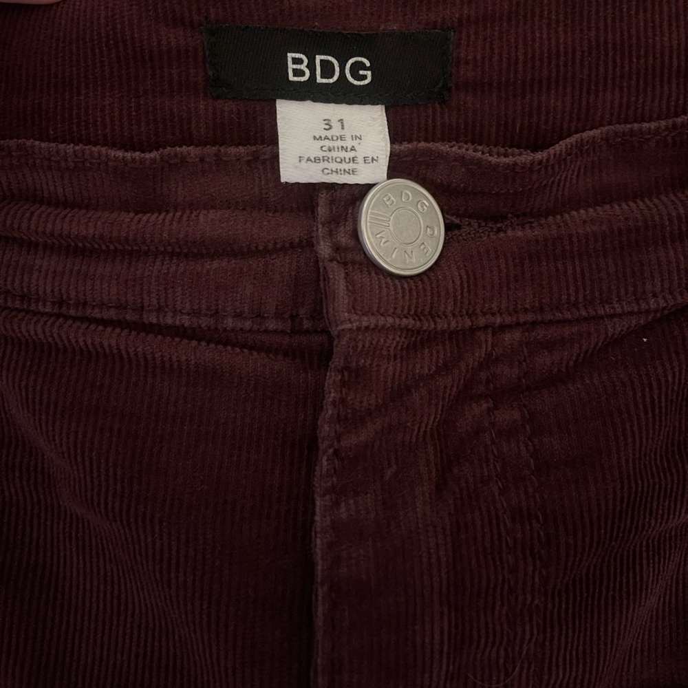 Urban Outfitters BDG Kick Flare High Rise Corduroy Pants Raw Hem - Picture 2 of 4